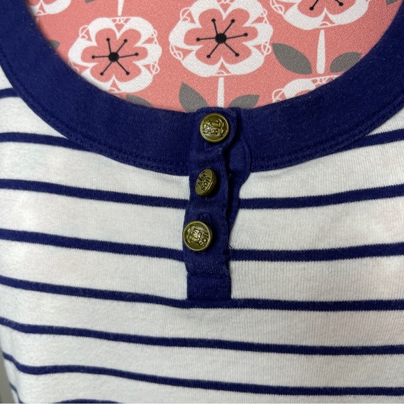 Lauren - Ralph Lauren Petite Medium Striped White/Navy Blue T-Shirt Size - Picture 3 of 7